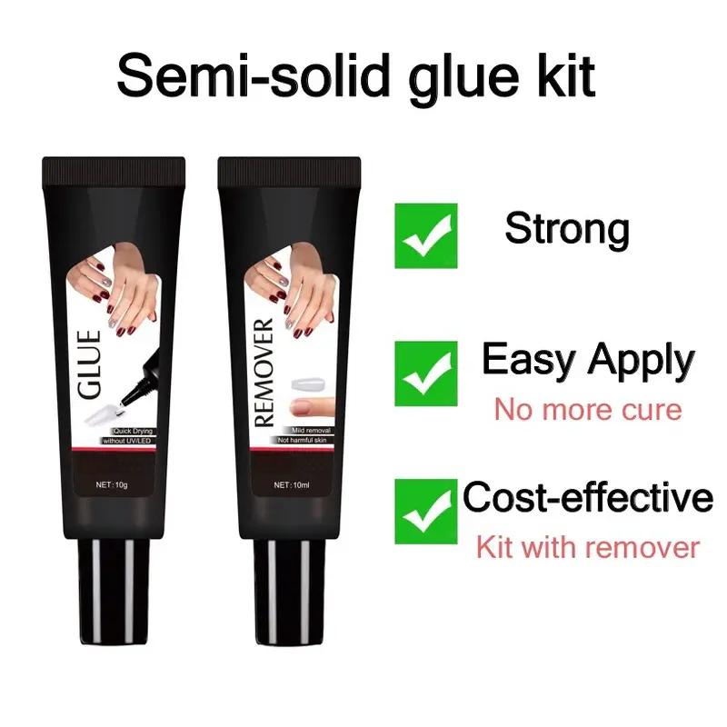 Semi-Solid Nail Glue Kit with Remover