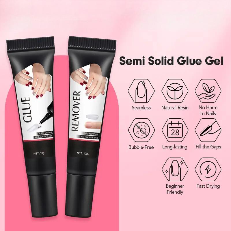Semi-Solid Nail Glue Kit with Remover