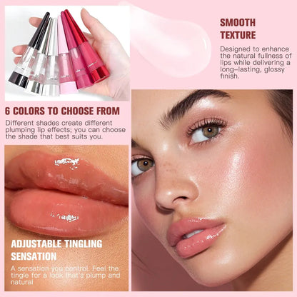 Moisturizing Lip Plumper, Nourishing Lip Gloss, Instant Fullness & Glossy Finish, Long-Lasting Moisture, Boosts Volume for Fuller-Looking Lips, Hydrating Formula, 6 Shades for All Skin Tone, Cosmetics