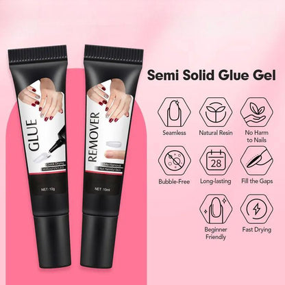 Semi-Solid Nail Glue Kit with Remover