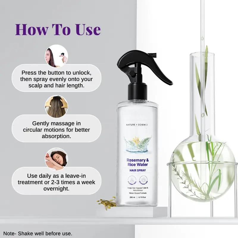 Rosemary Water and Rice Water |100% Natural Extract | Soft & Smooth Hair Non-Greasy & Fast Absorbing | 200 ml