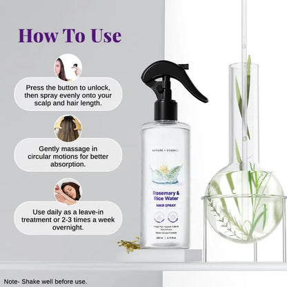 Rosemary Water and Rice Water |100% Natural Extract | Soft & Smooth Hair Non-Greasy & Fast Absorbing | 200 ml