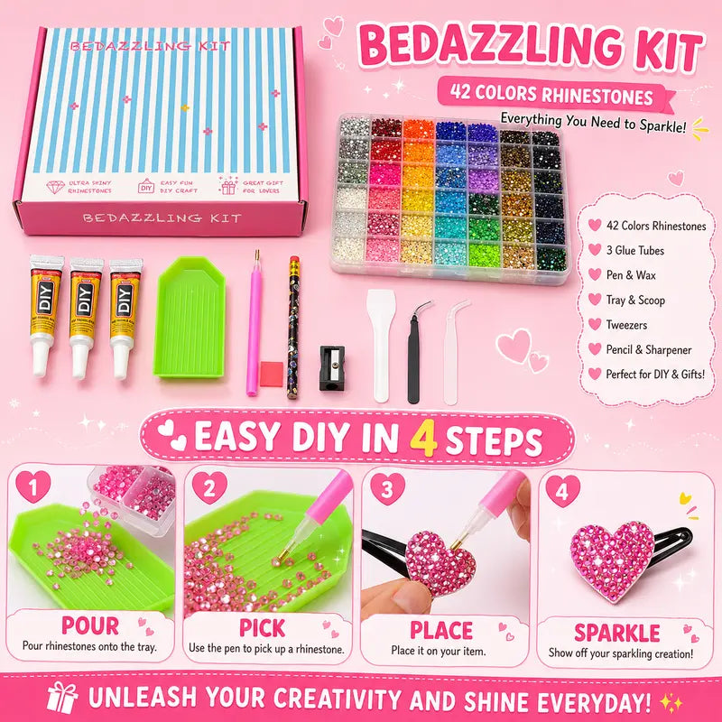 42 Colors 3mm Jelly Flatback Rhinestones Kit