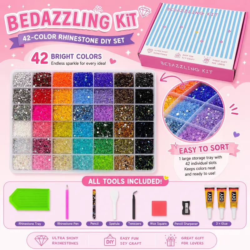 42 Colors 3mm Jelly Flatback Rhinestones Kit